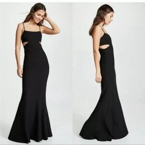 Likely Black Tamarelli Gown Revolve Mermaid Side Cutout Spaghetti Straps Size 14